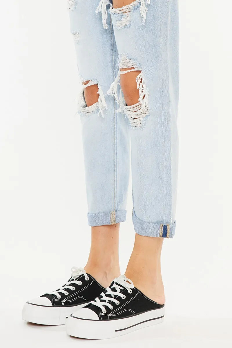 Kancan Open Pack Paperbag Mom Jeans