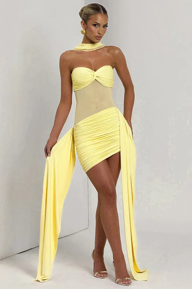 Strapless Ruched Mini Dress