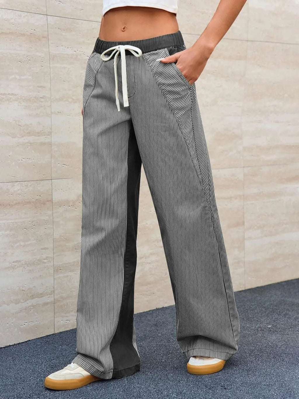 Striped Wide Leg Jeans