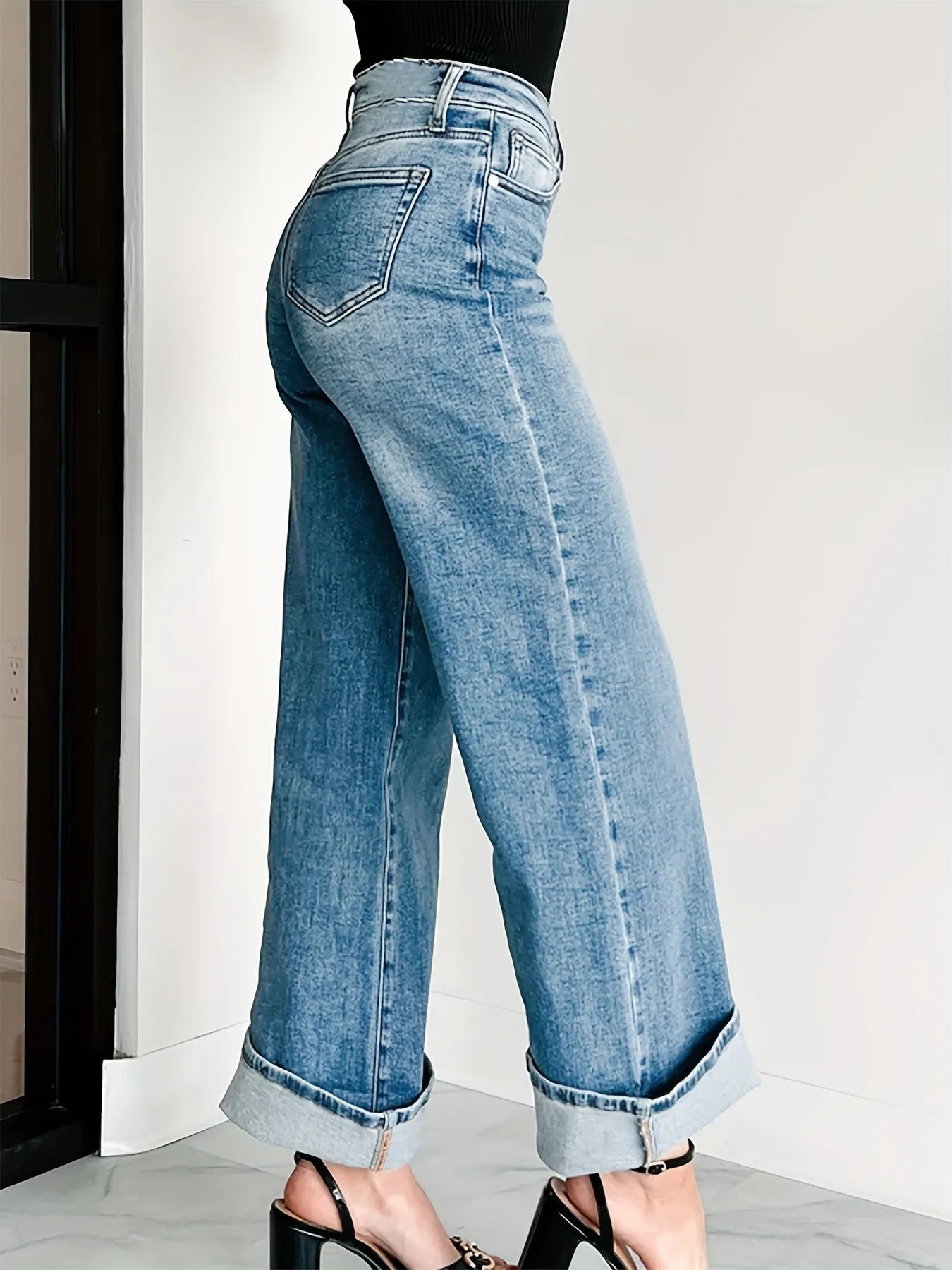High-Waisted Wide Leg Jeans