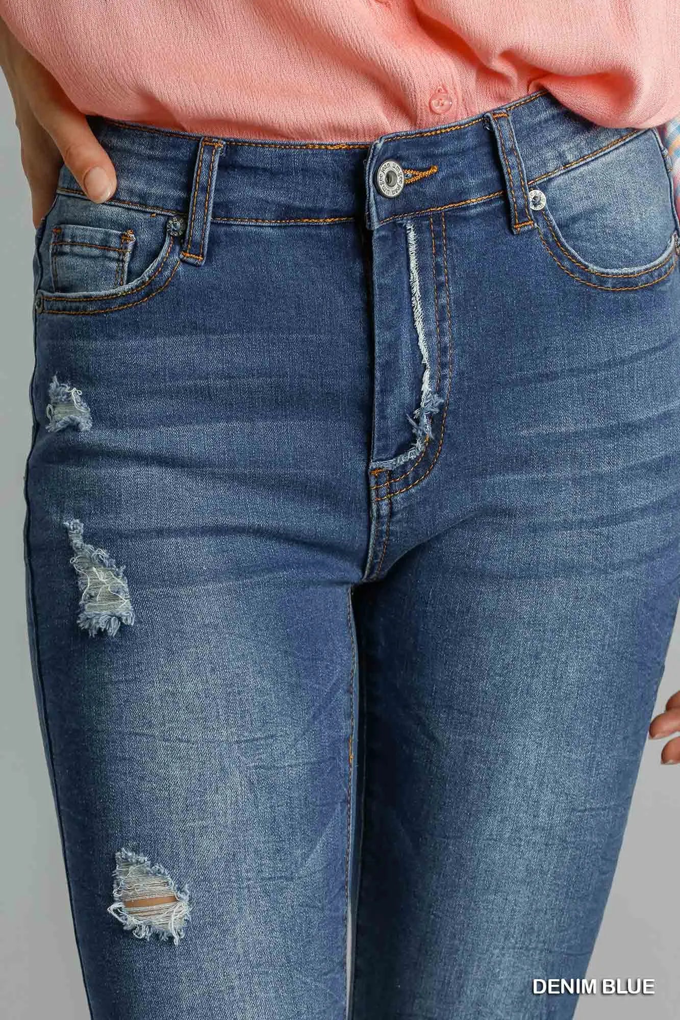 Umgee Distressed Skinny Jeans with Pockets
