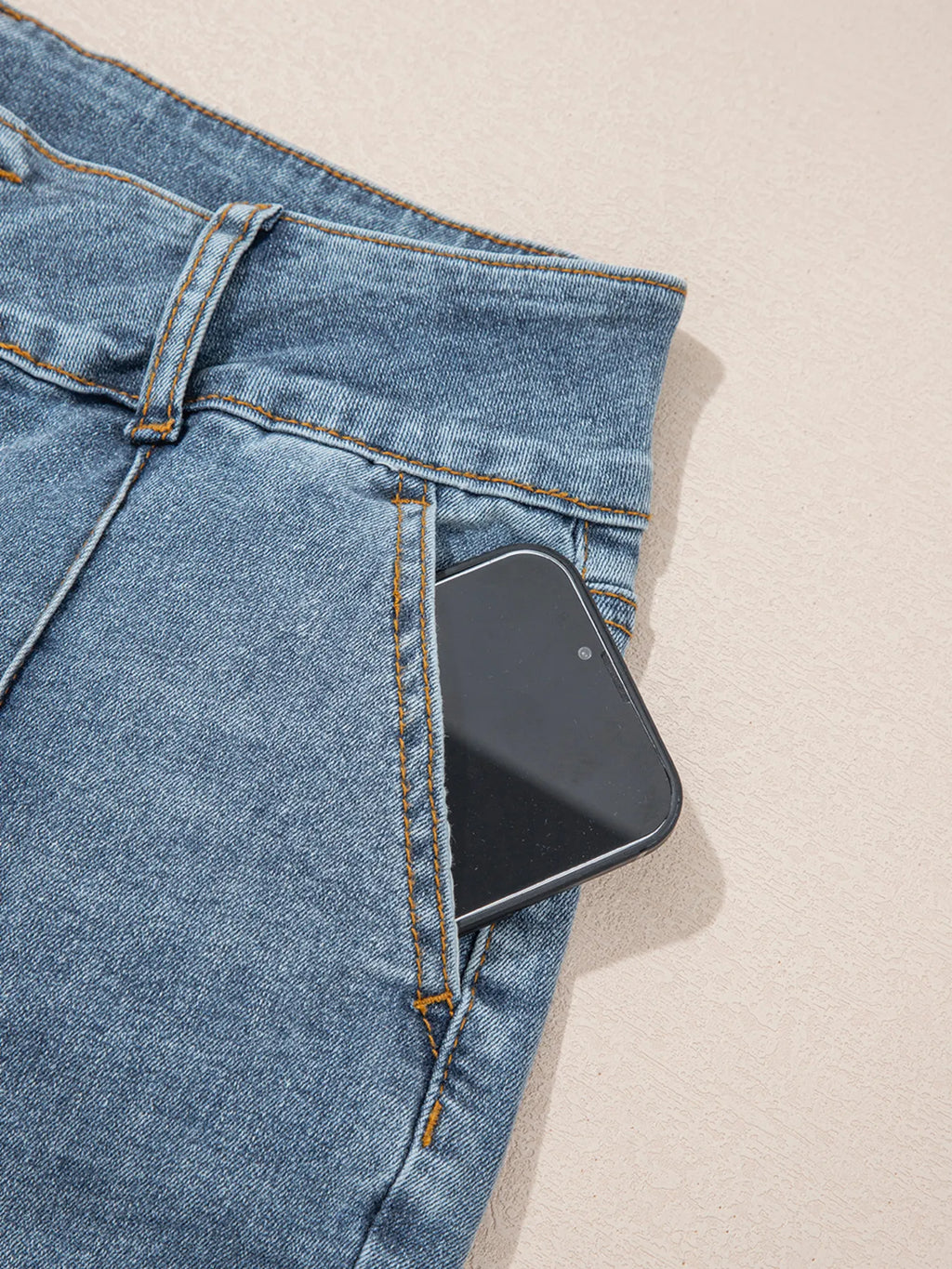 High-Waisted Flare Jeans with Seam Detail