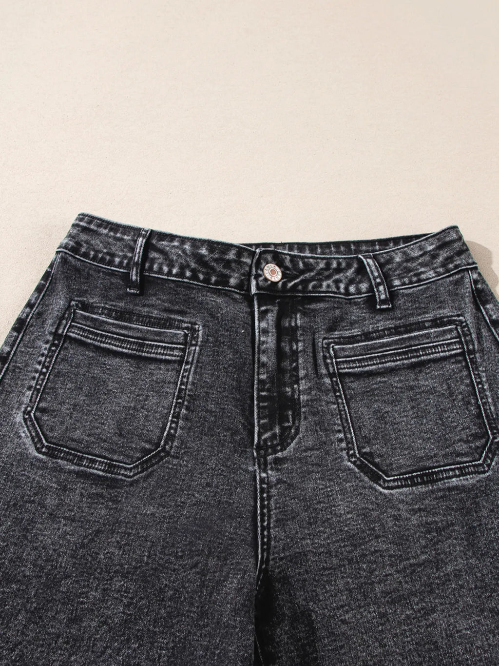 High-Waisted Wide Leg Washed Jeans