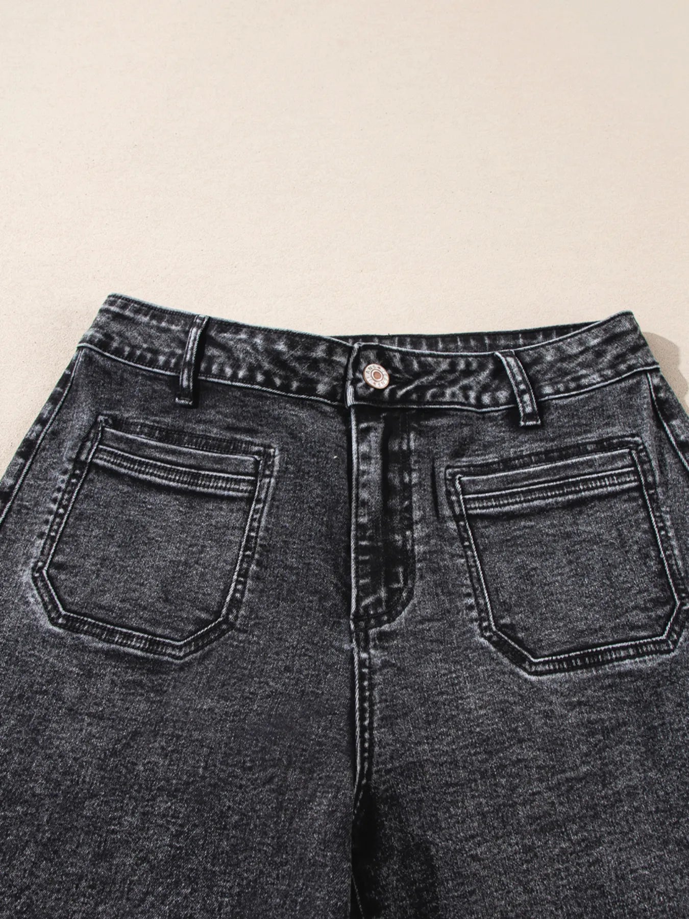 High-Waisted Wide Leg Washed Jeans