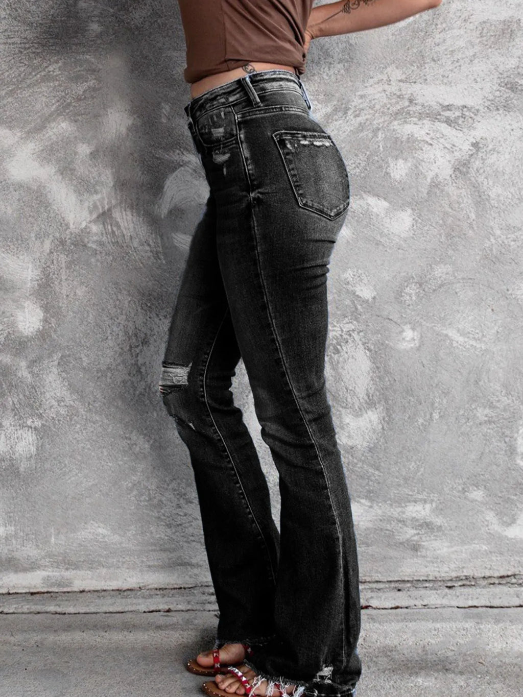 Distressed Flare Jeans