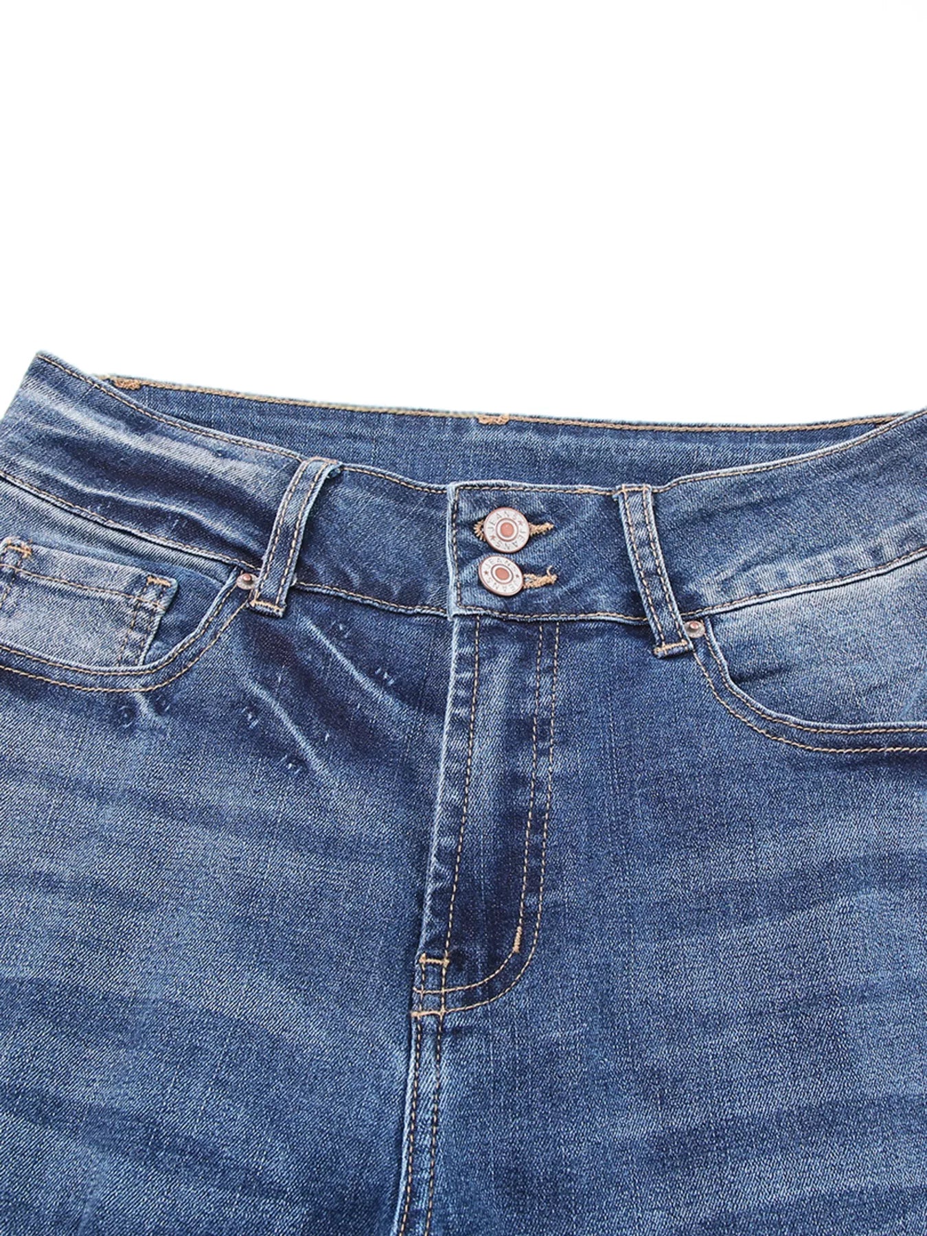 High Waist Distressed Straight Leg Jeans