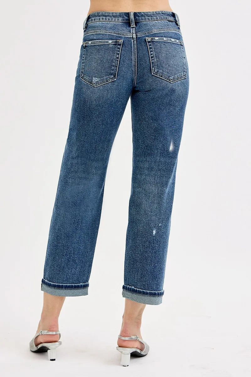 RISEN Full Size Low Rise Crop Boyfriend Jeans Plus Size