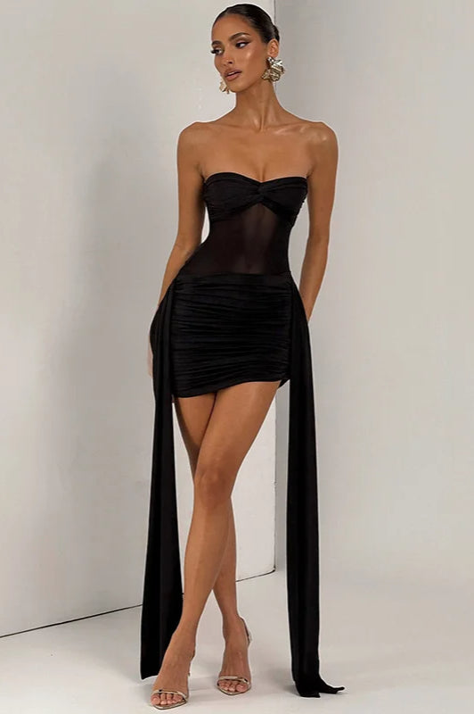 Strapless Ruched Mini Dress