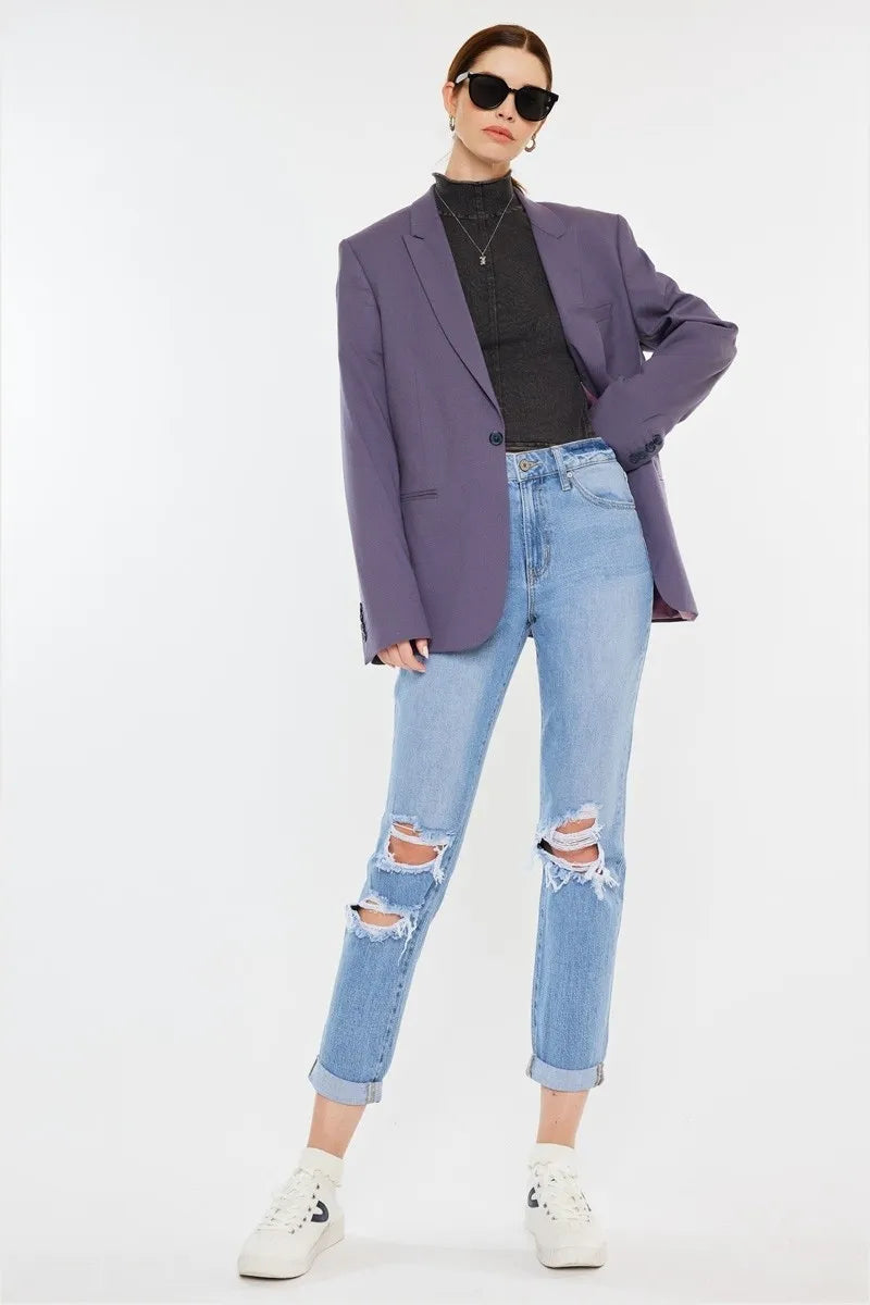 Kancan High Rise Distressed Mom Jeans
