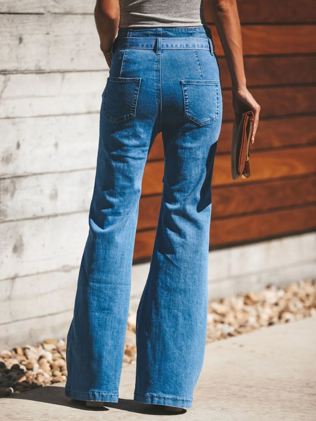 High-Waisted Tie-Front Flare Jeans