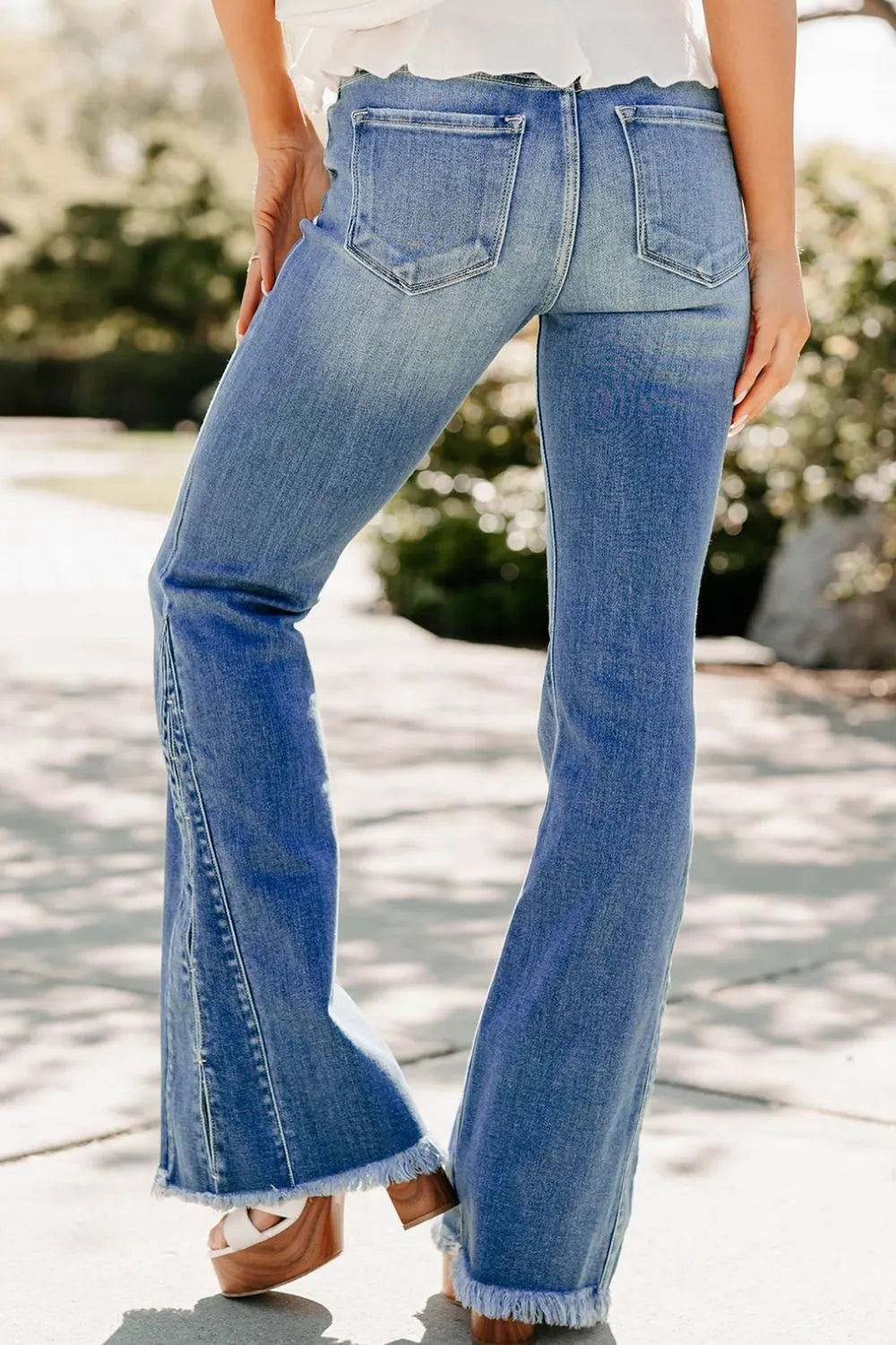 Raw Hem Flare Jeans