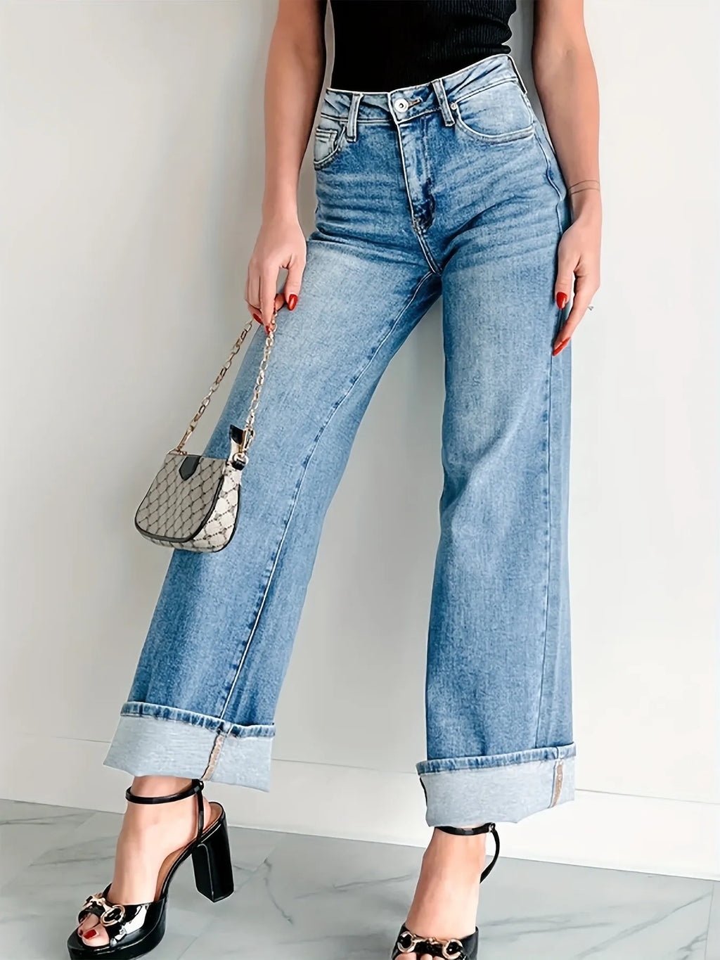 High-Waisted Wide Leg Jeans
