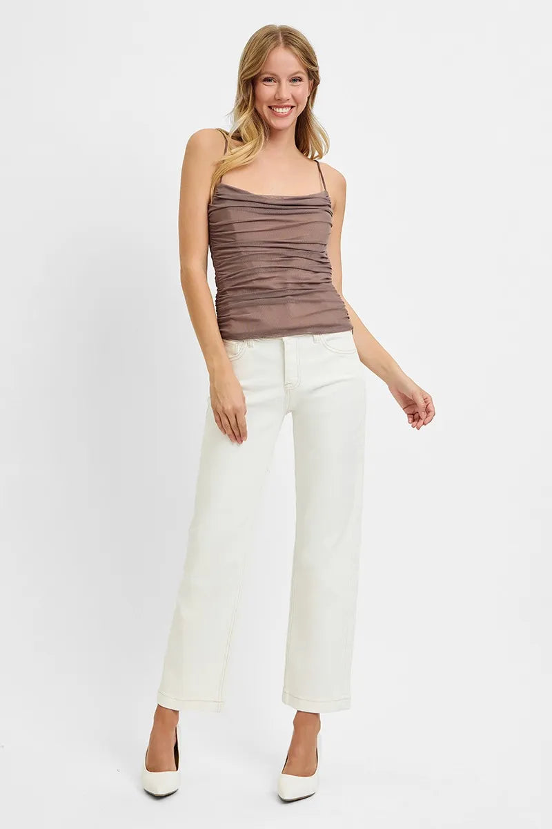 RISEN Full Size Tummy Control Mid Rise Ankle Straight Jeans Plus Size