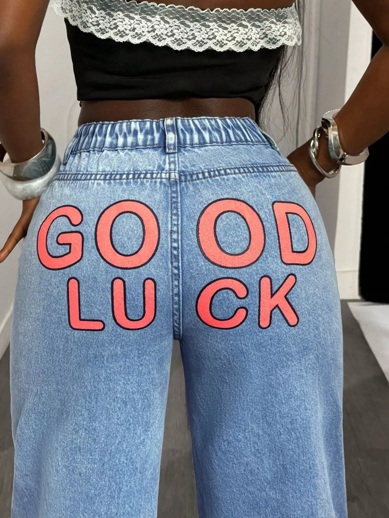 GOOD LUCK Wide Leg Jeans