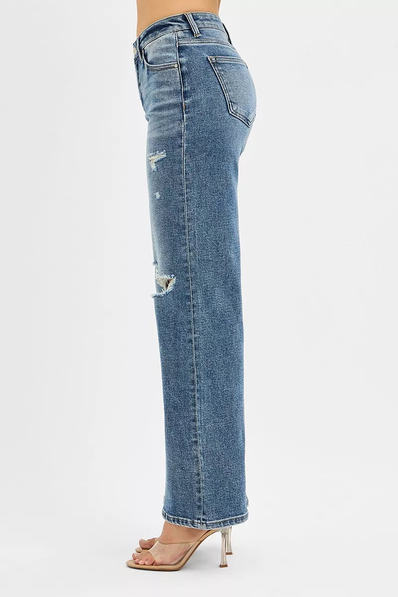 RISEN Tummy Control Mid Rise Fit Wide Jeans