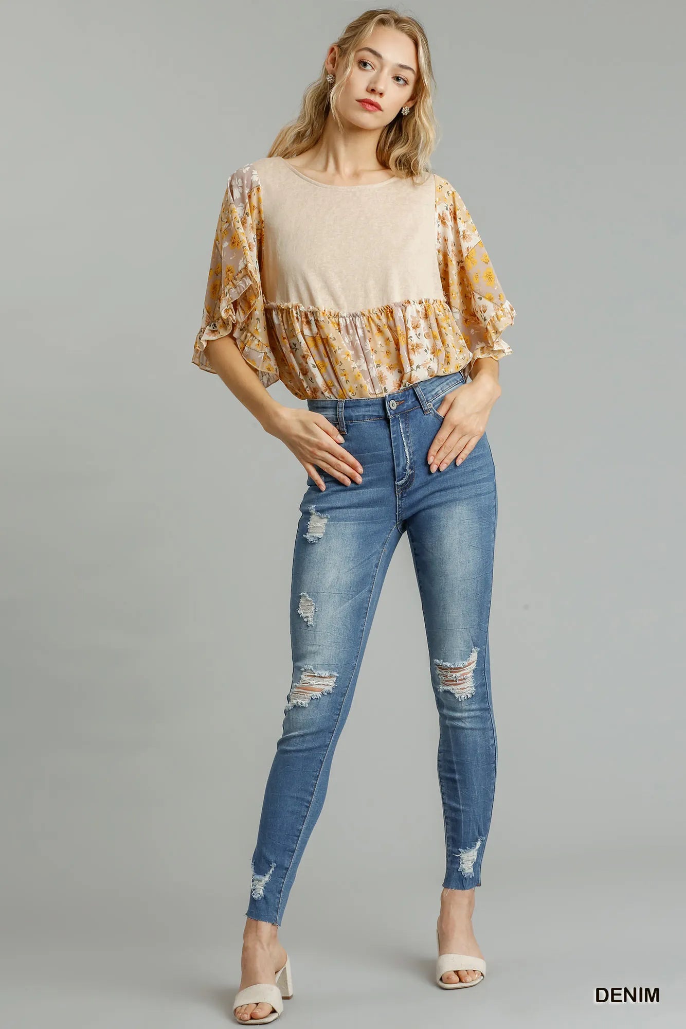 Umgee Distressed Skinny Jeans with Edge Detail