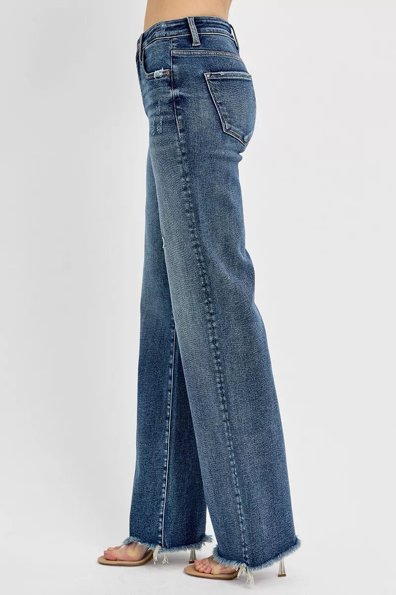 RISEN Full Size Tummy Control High Rise Long Straight Jeans Plus Size