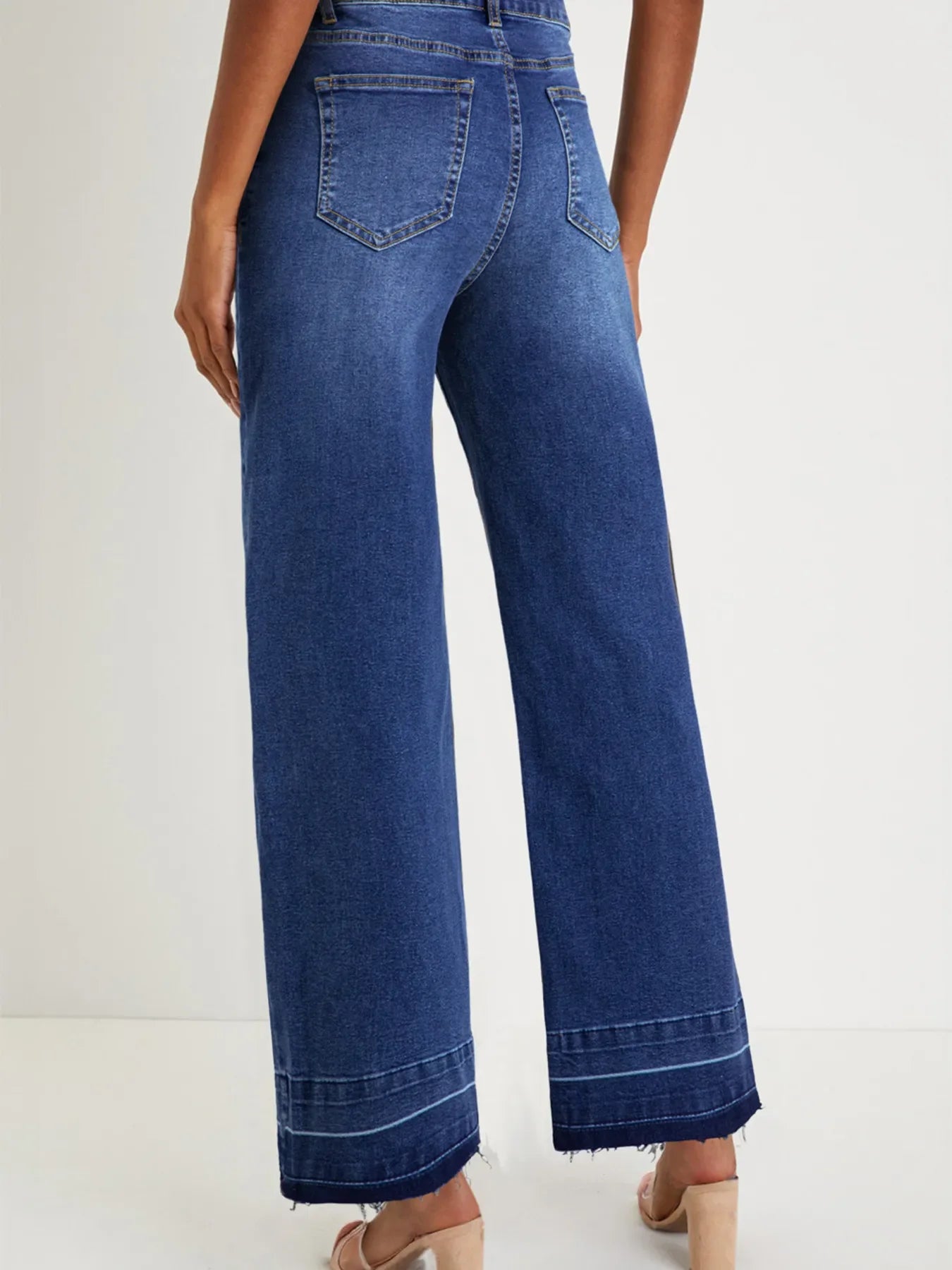 Raw Hem Unique Cuffs Straight High Rise Loose Jeans