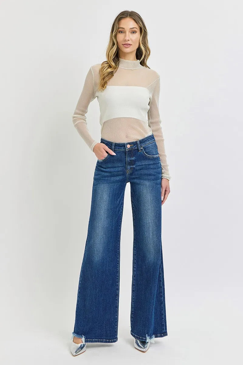 RISEN Full Size Mid Rise Wide Jeans Plus Size
