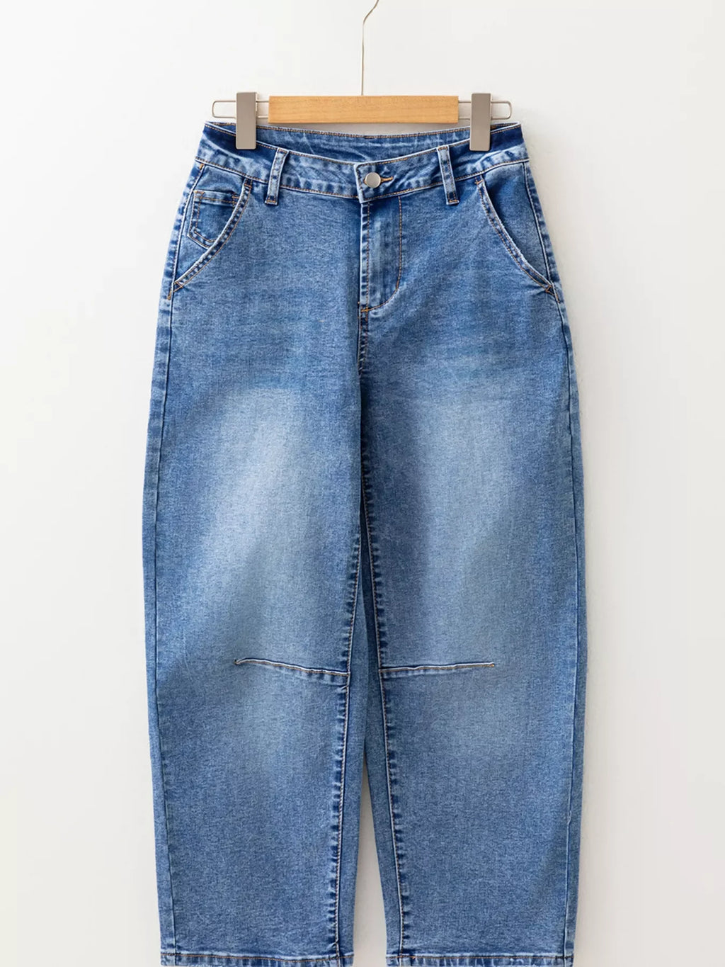Seam Detail Loose Fit Cropped Jeans