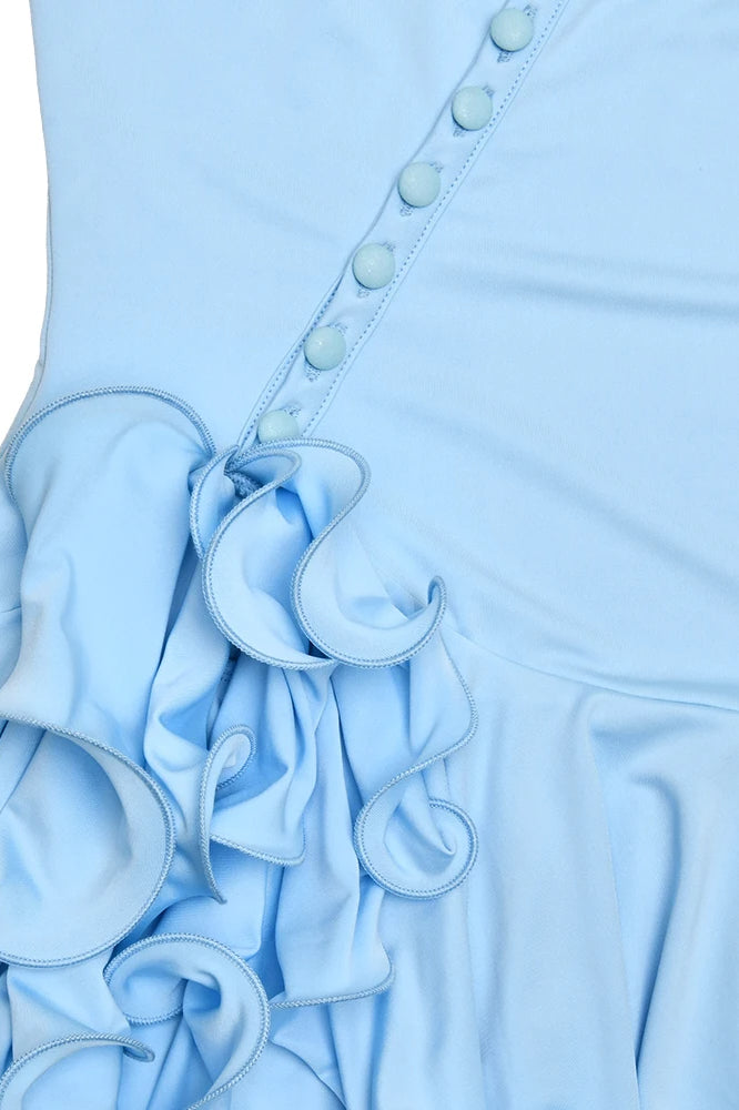 Ruffle Hem Halter Mini Dress