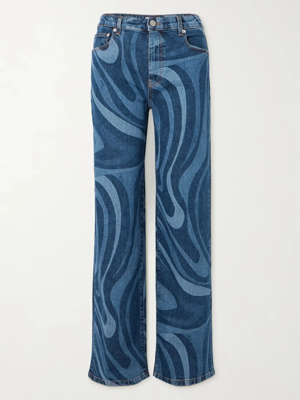 Water Ripples Print Wide Leg Jeans