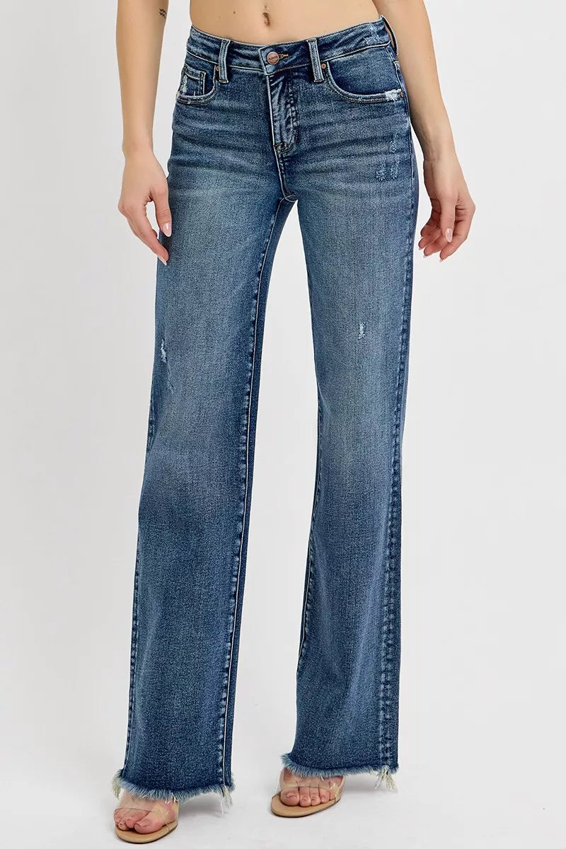 RISEN Full Size Tummy Control High Rise Long Straight Jeans Plus Size