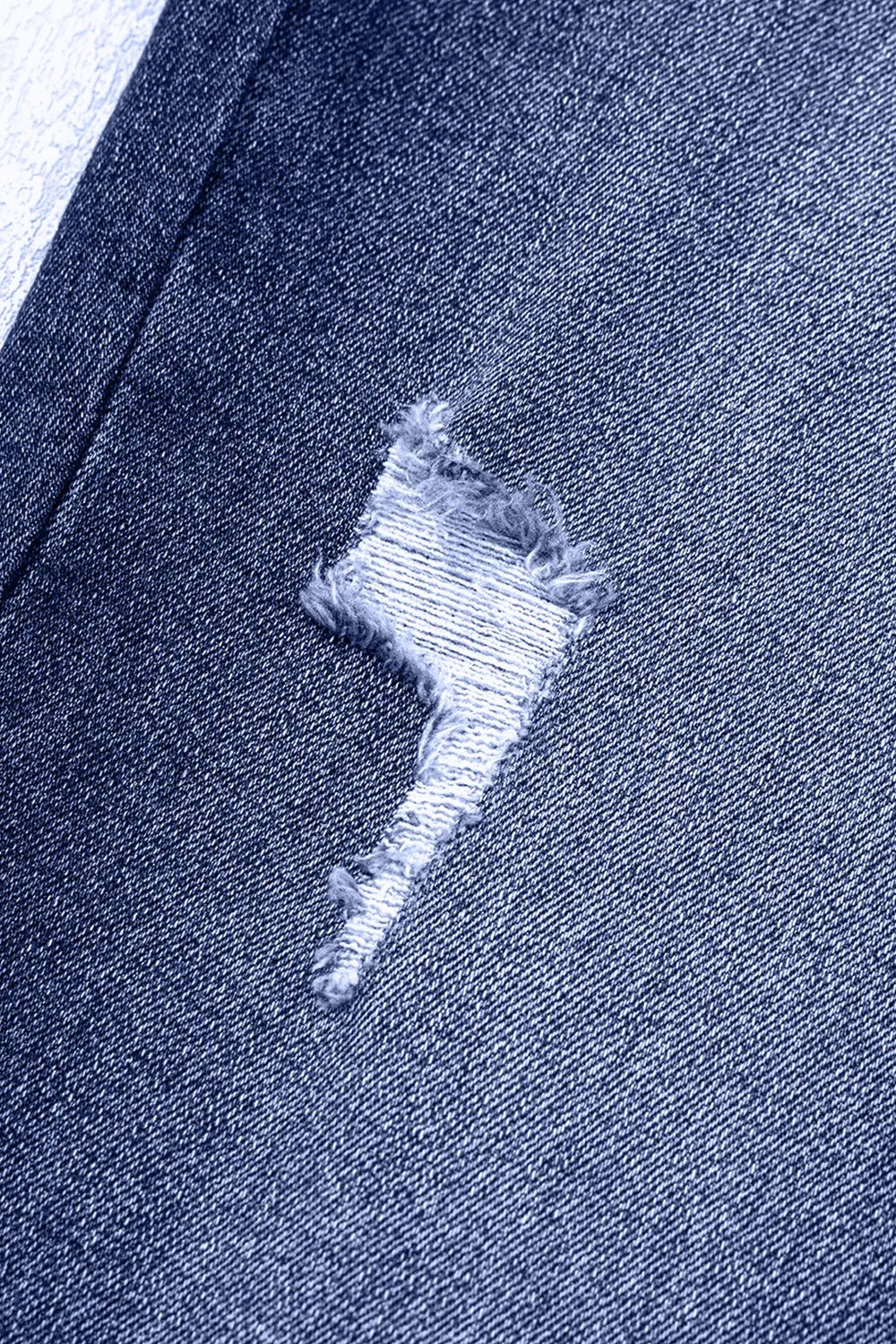 Folded Cuffs Distressed Straight High Waist Jeans