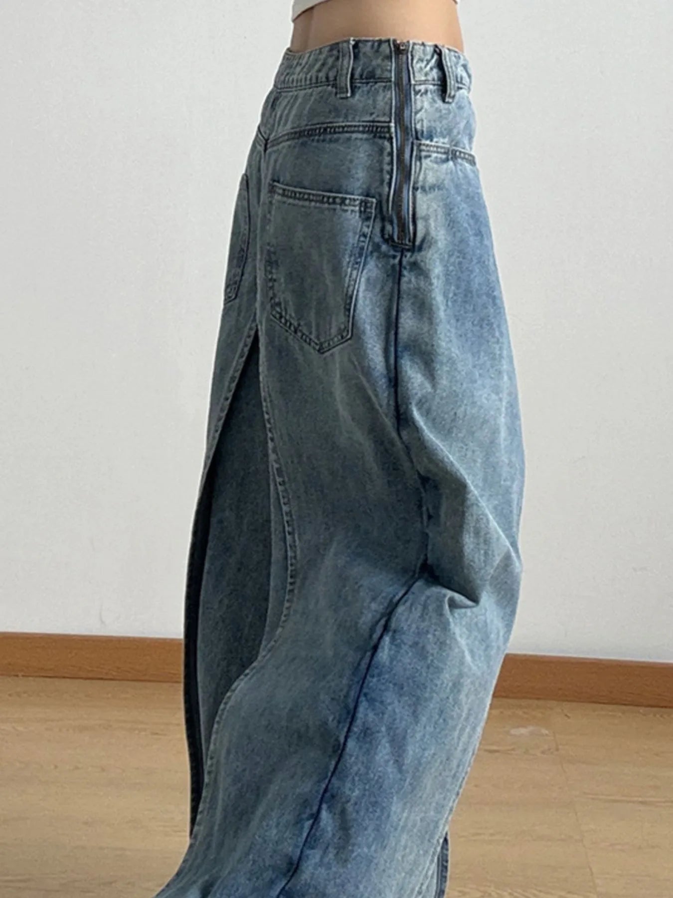 Wide Leg Wash Patchwork Jeans