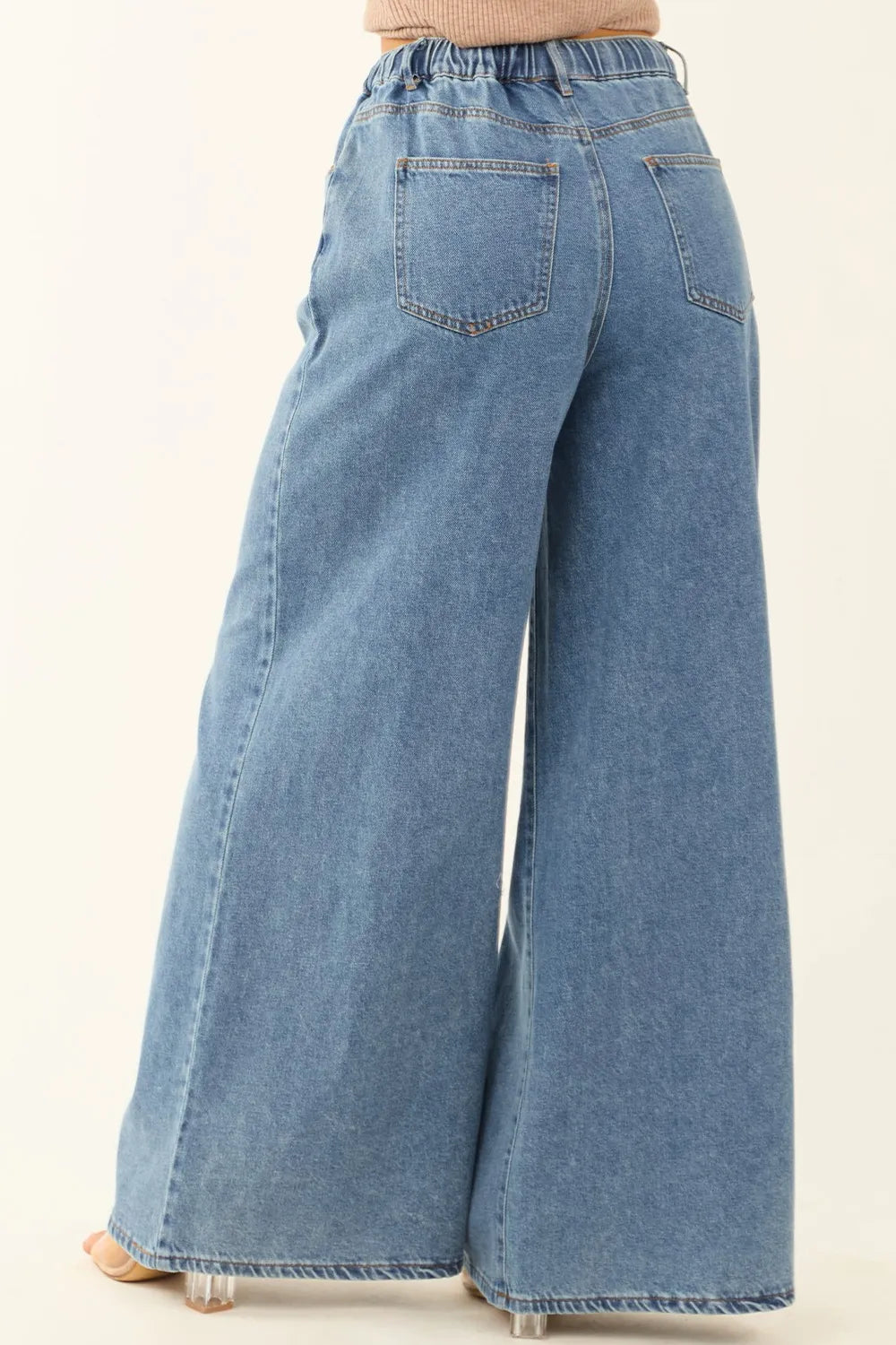 Medium Wash Super Wide Leg Denim Pants