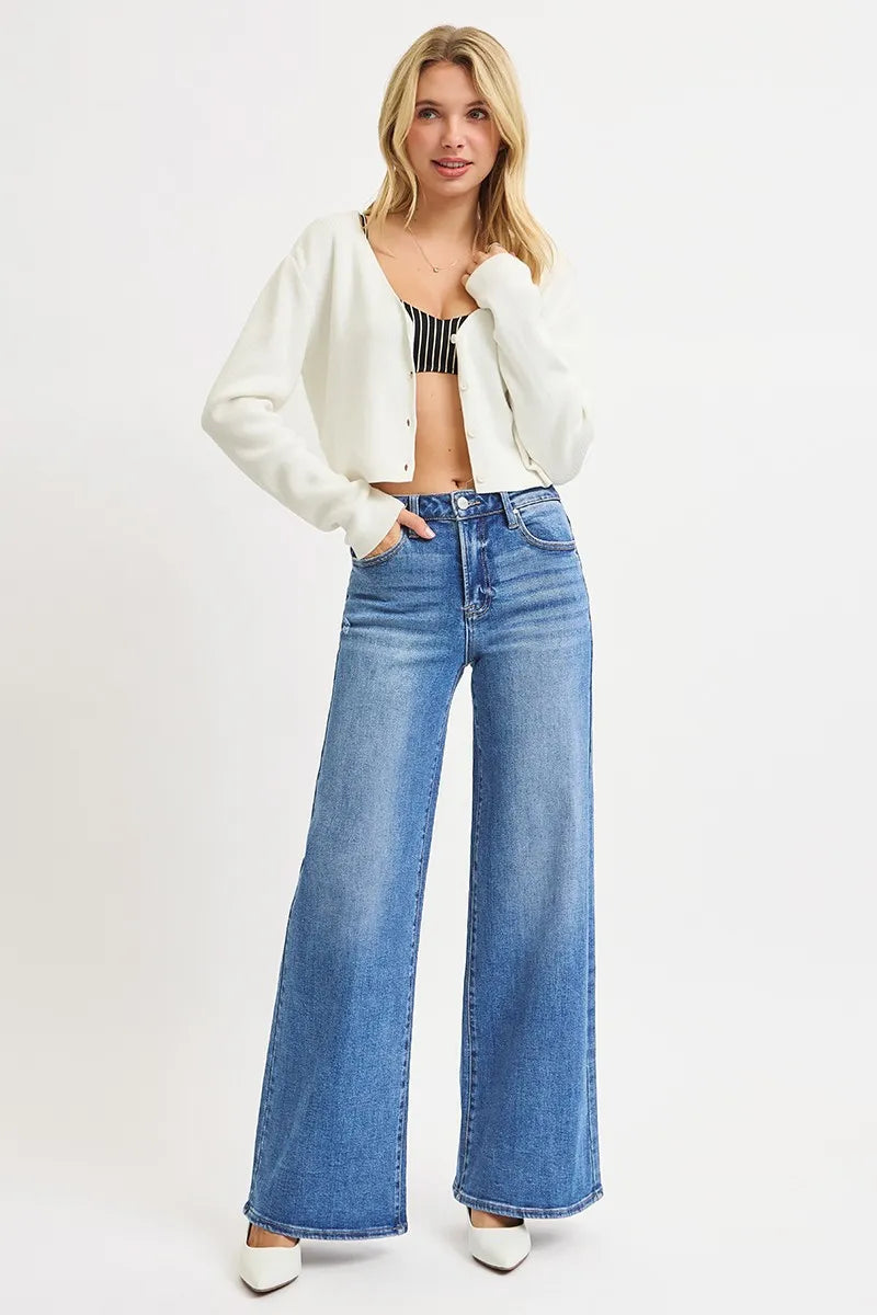 RISEN Full Size High Rise Wide Leg Jeans Plus Size
