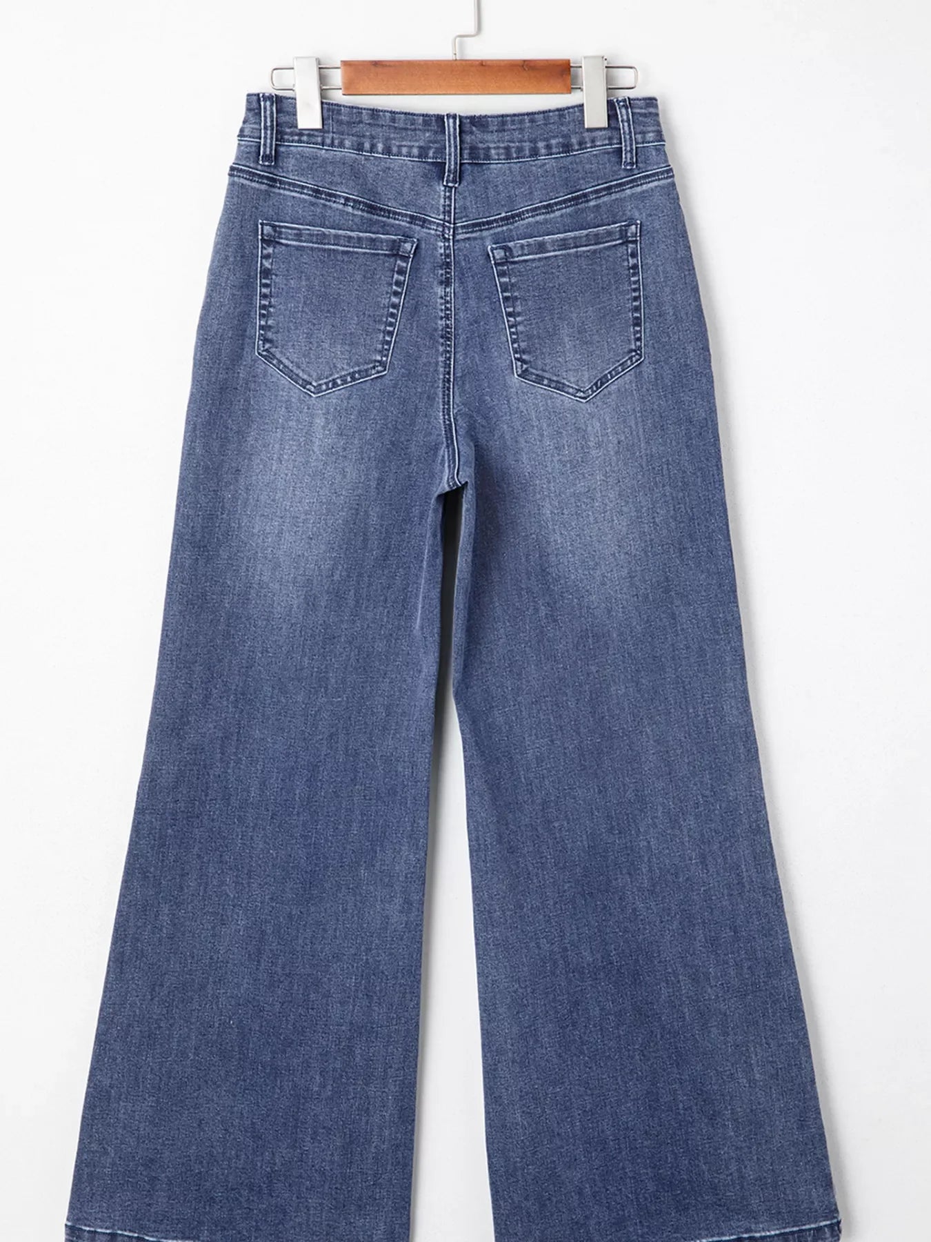 High Waist Button Zip Flare Leg Jeans