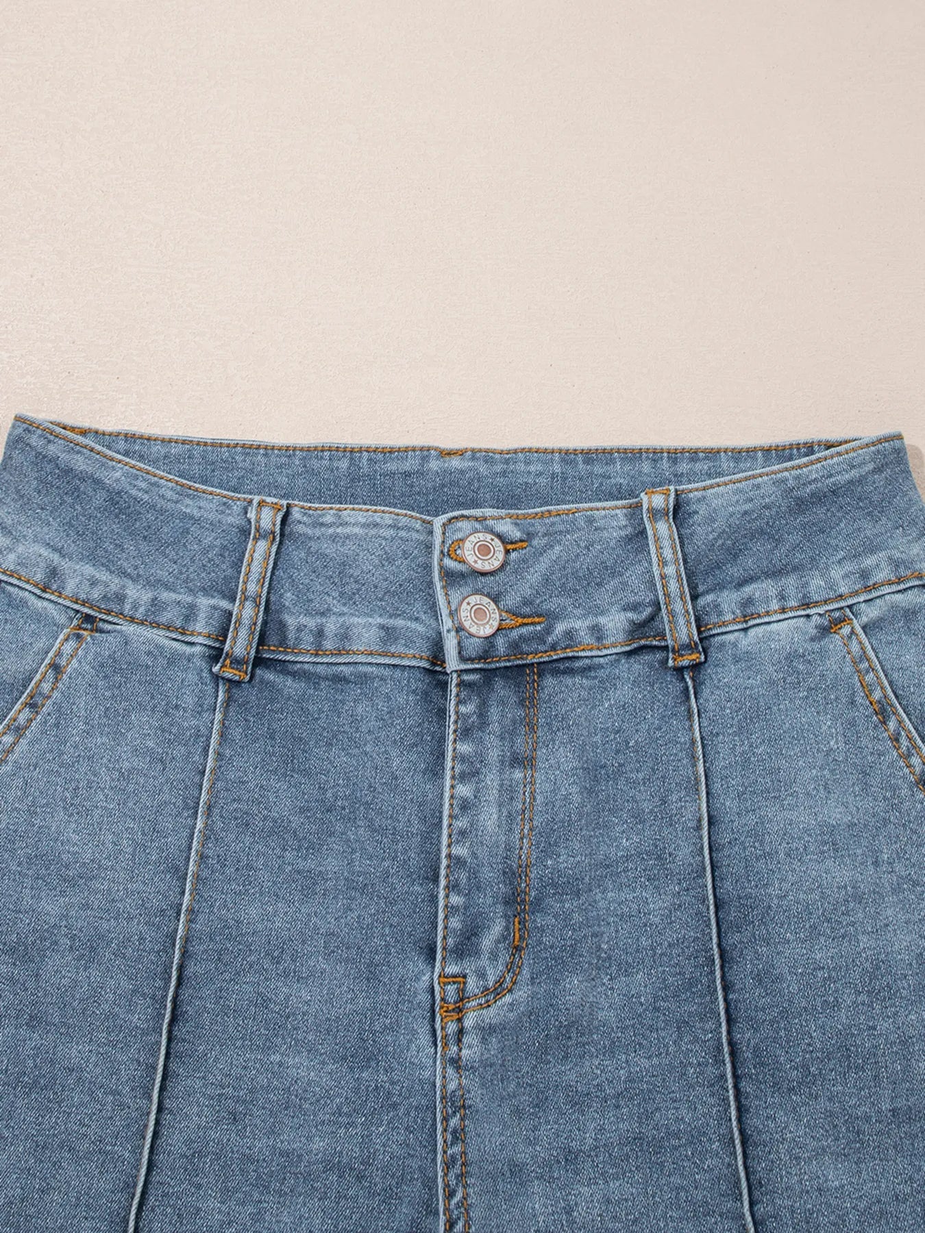 High-Waisted Flare Jeans with Seam Detail