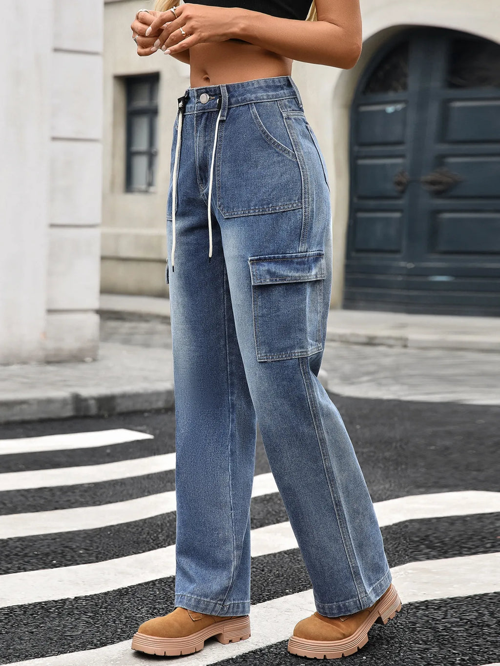 Wide Leg Cargo Jeans