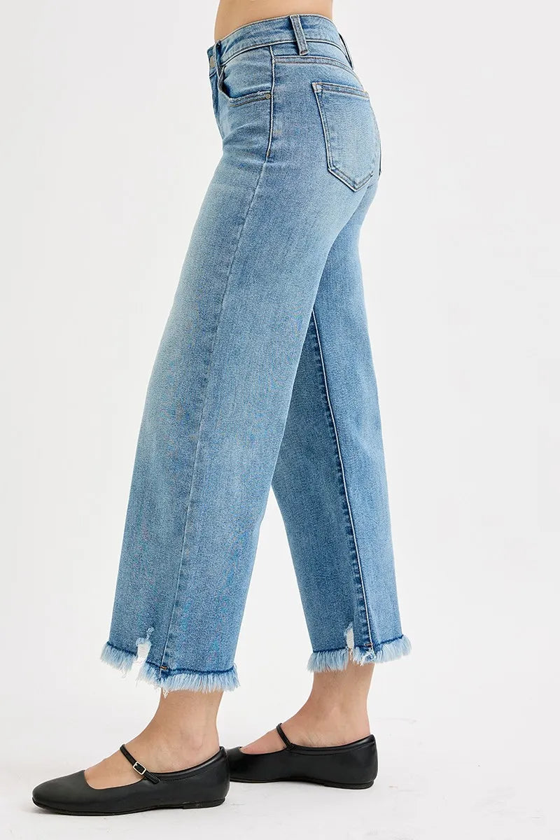RISEN Full Size Mid Rise Crop Wide Leg Jeans Plus Size