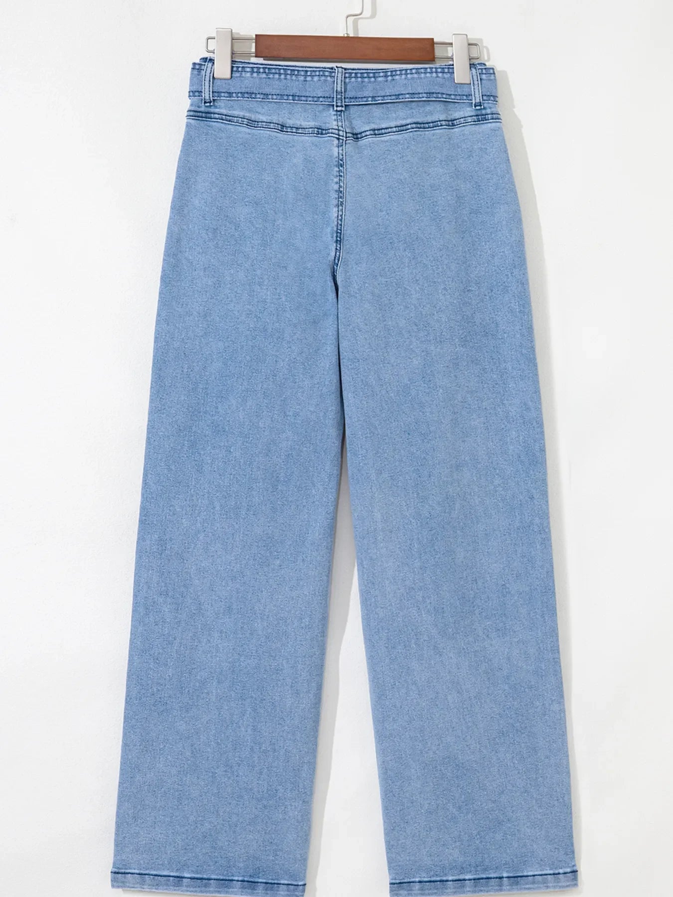 High Waisted Wide Leg Belted Jeans