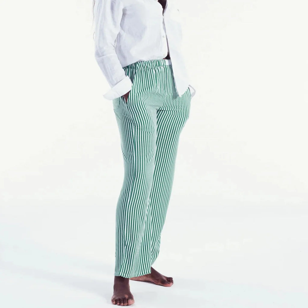 Comfy Wide Leg Vintage Elastic Waist Plaid Striped Retro Pajams Bottoms Pants