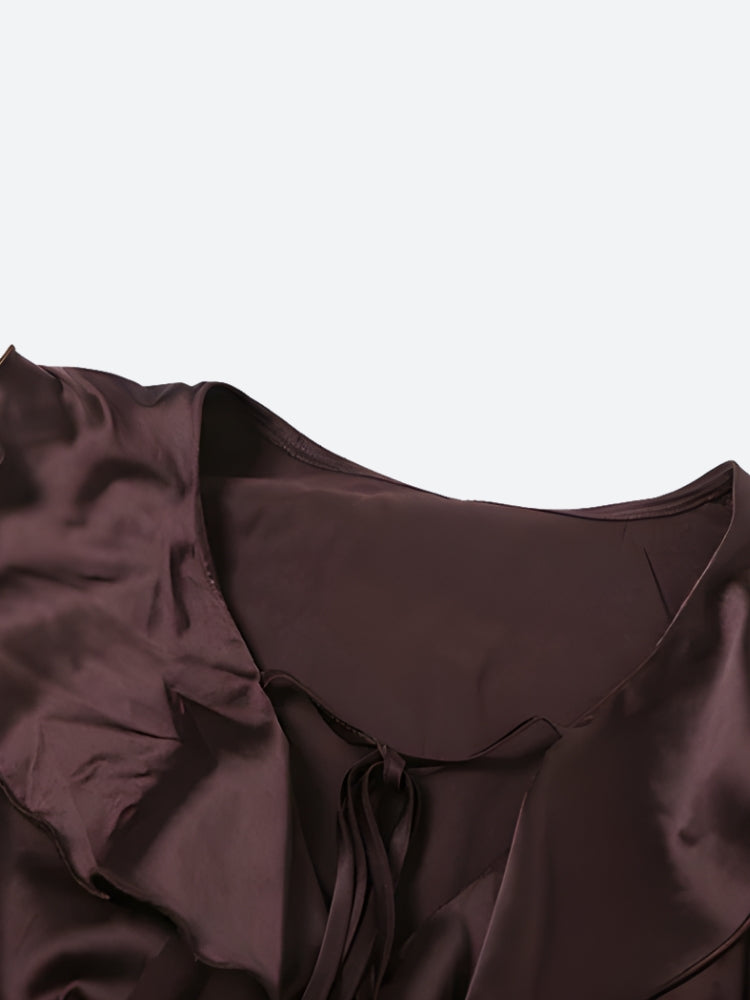 Satin Ruffled Mini Dress