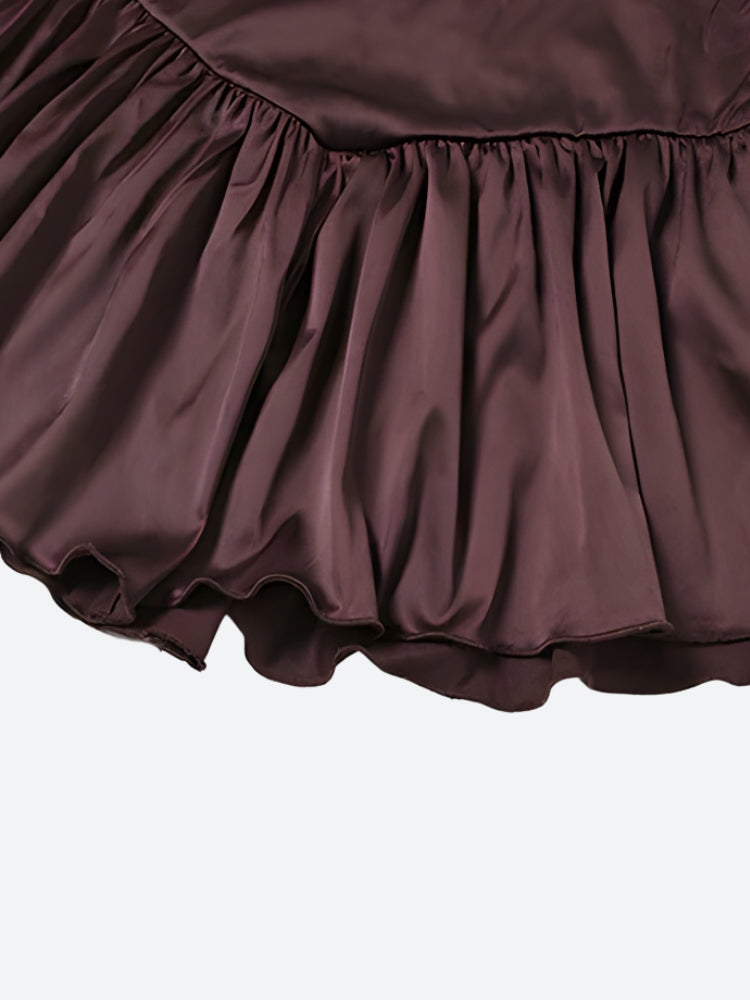 Satin Ruffled Mini Dress