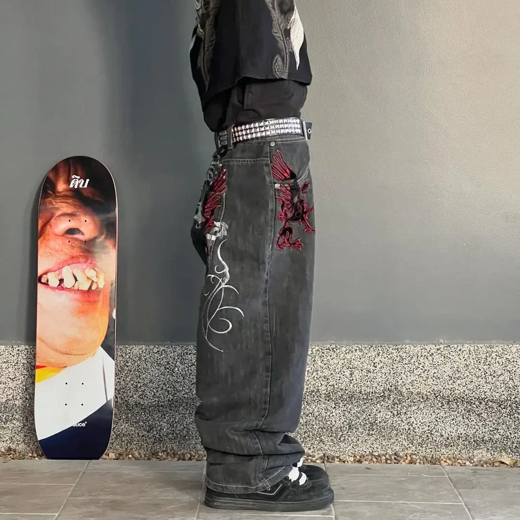Y2K Streetwear Baggy Jeans Men Hip Hop Vintage Wide Leg Pants