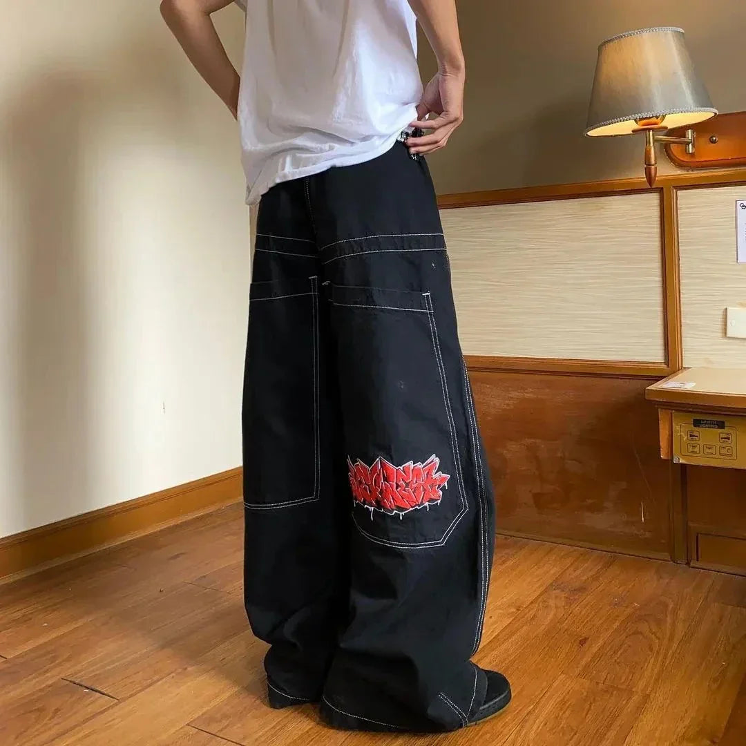 Y2K Streetwear Baggy Jeans Men Hip Hop Vintage Wide Leg Pants