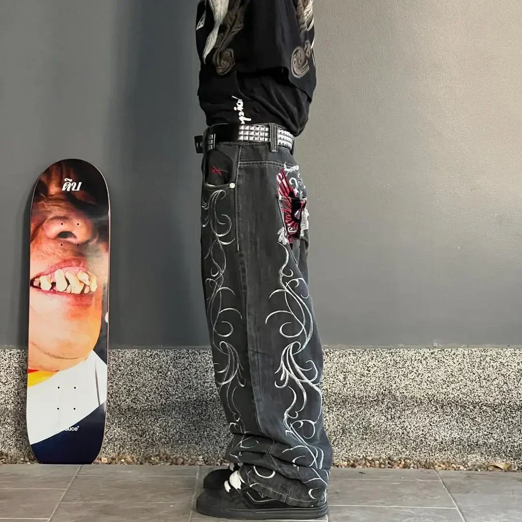 Y2K Streetwear Baggy Jeans Men Hip Hop Vintage Wide Leg Pants