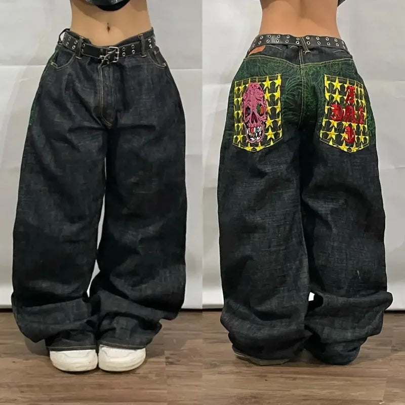 Y2K Leg Vintage Hip Hop Wide Streetwear Jeans Men Baggy Pants