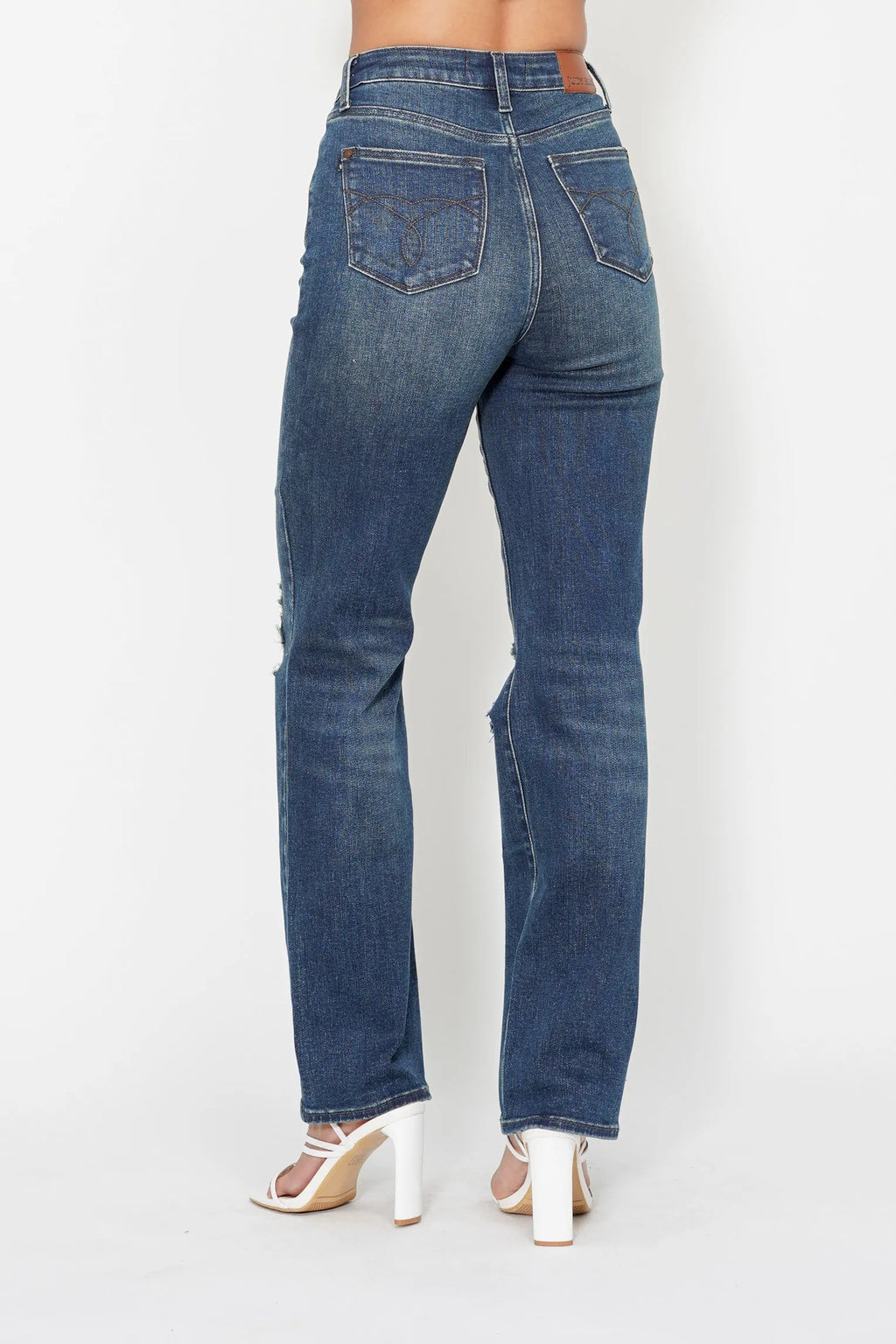 Judy Blue Full Size Hw Ripped Knee Dad Jeans Plus Size