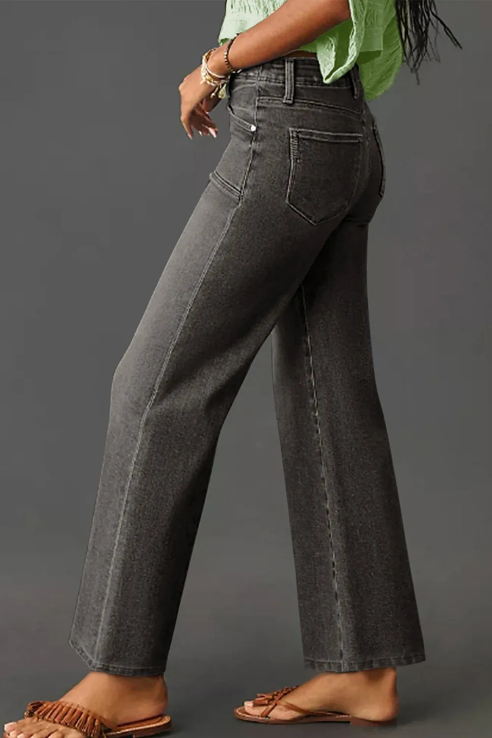 High-Waisted Wide-Leg Vintage Wash Jeans