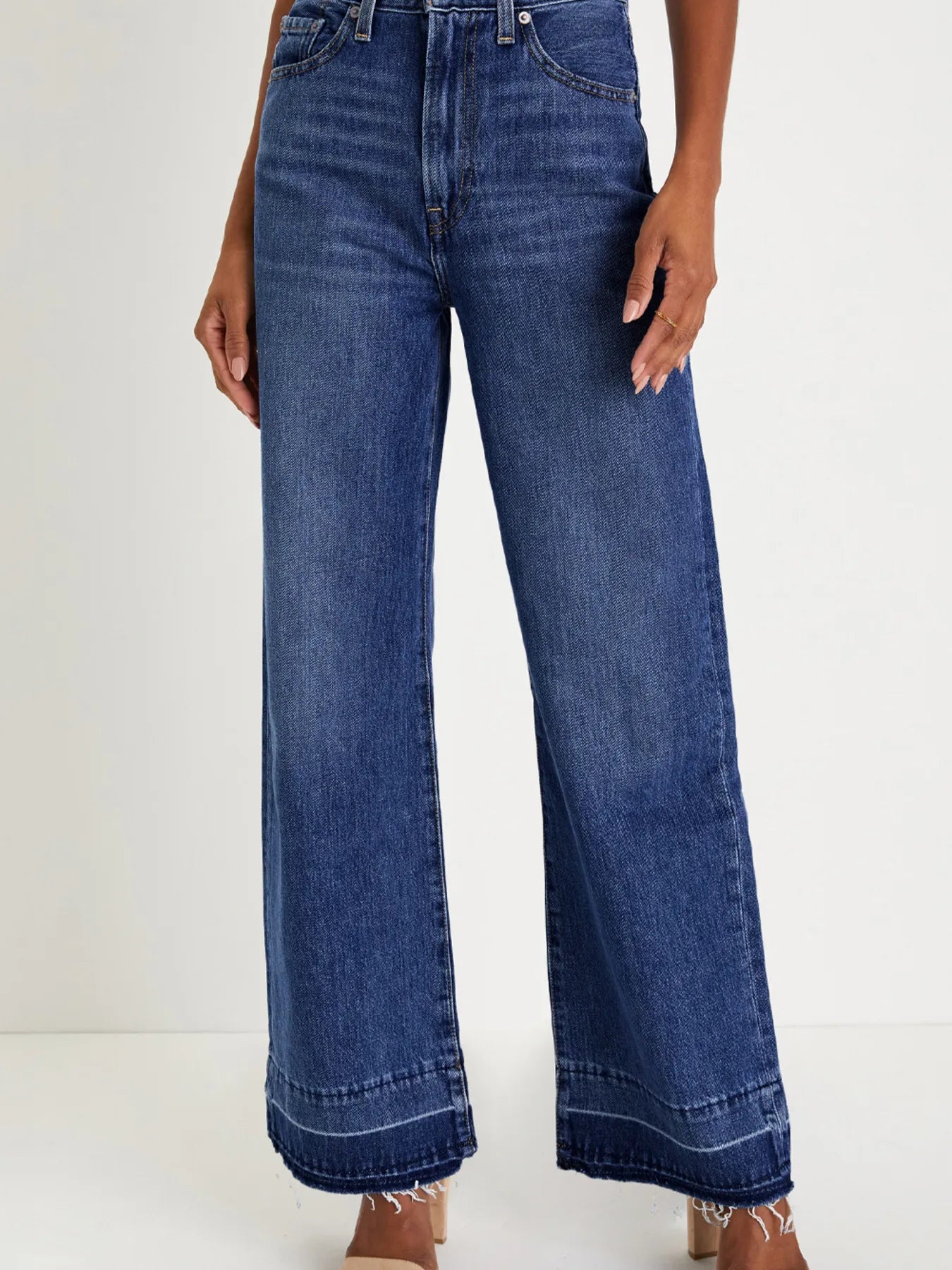 Raw Hem Unique Cuffs Straight High Rise Loose Jeans
