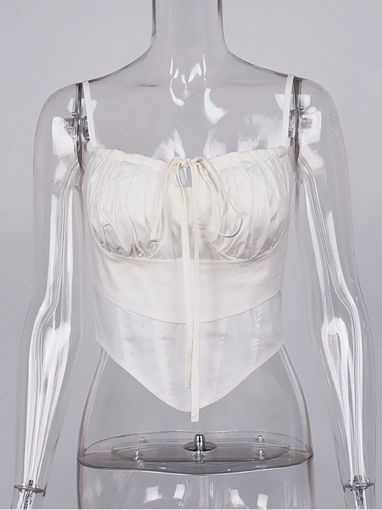 Angelu Lace Front Pleated Corset Top