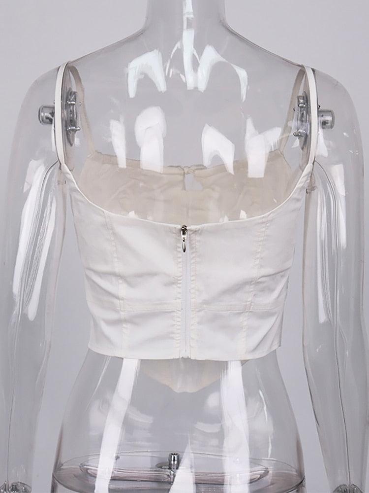 Angelu Lace Front Pleated Corset Top