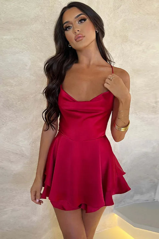 Satin Crisscross Mini Dress