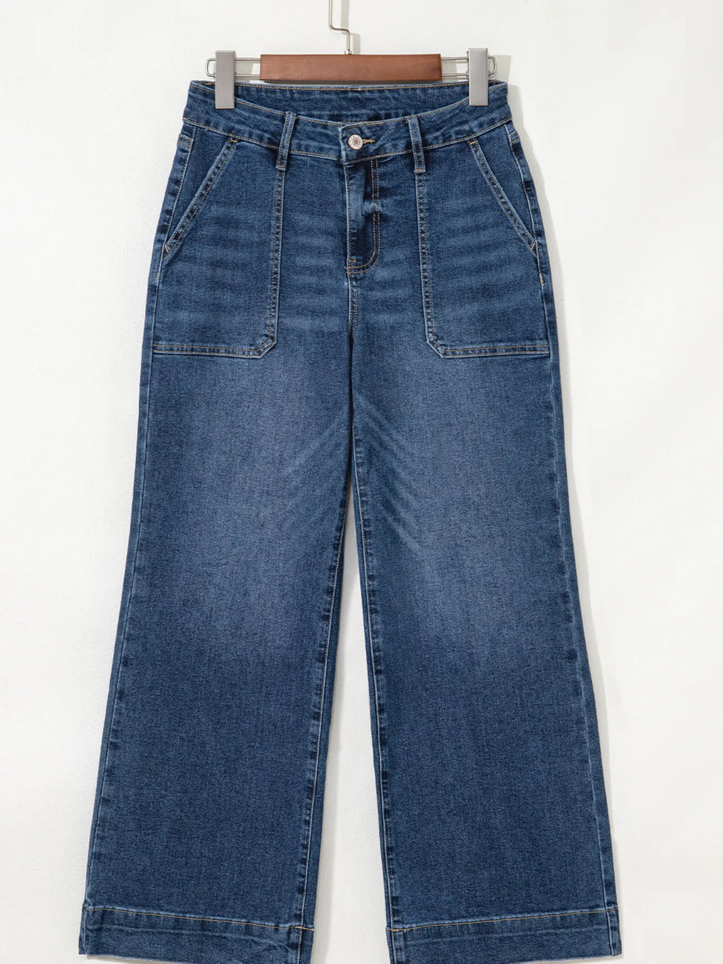 Cropped High Rise Wide Leg Jeans